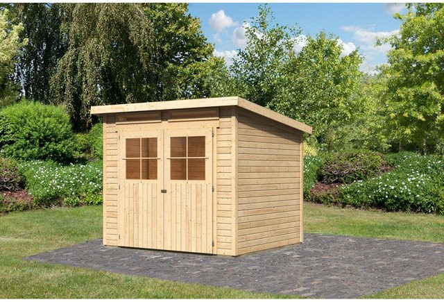 Karibu Holz-Gartenhaus Egersund in Natur mit Pultdach und modernem Design, B/T/H: 238 x 213 x 220 cm - Bild 1