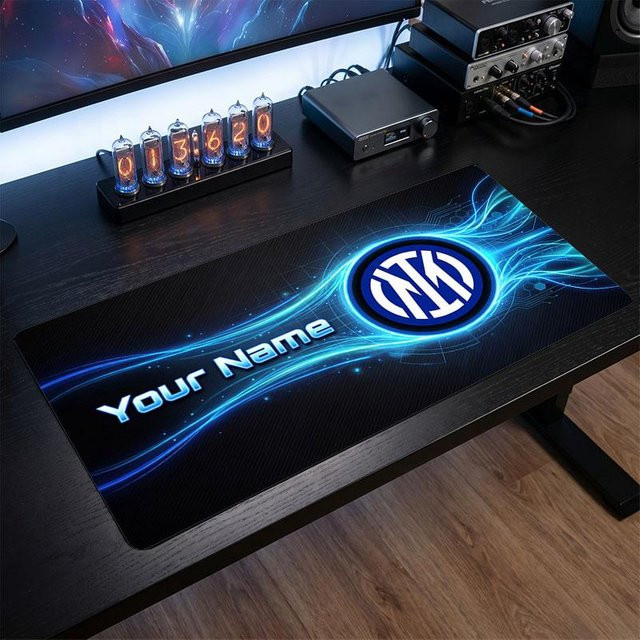 Personalisierte Gaming-Mauspad Inter Mailand mit individuellem Namen und Logo, Blau, B/T: 60 x 30 cm - Bild 1