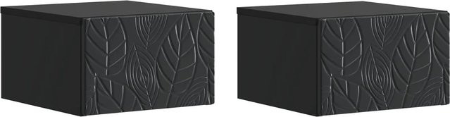 vidaXL Wandmontierter Nachttisch Set aus Holzwerkstoff in Schwarz Matt, 2 Stück, B/T/H: 49 x 34,5 x 20 cm - Bild 1