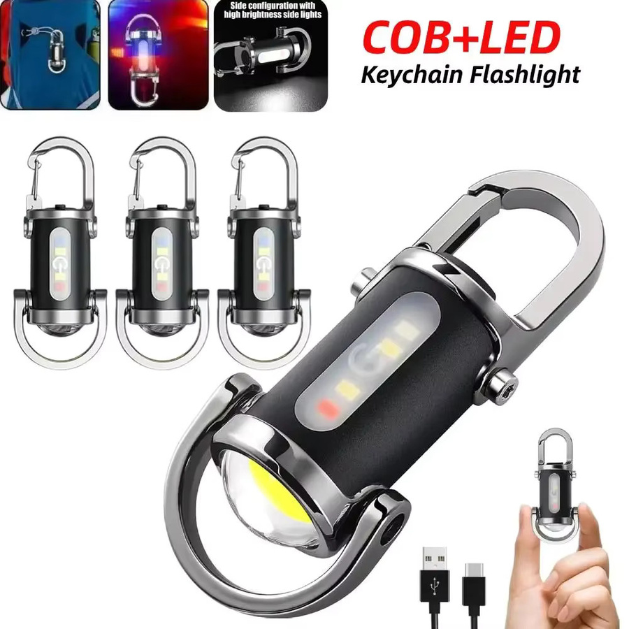 NEWBIRTH Wiederaufladbare LED-Schlüsselanhänger-Taschenlampe mit Haken in Schwarz - Bild 2