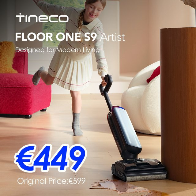 Tineco Floor One S9 Artist Nass-Trocken-Staubsauger in Weiß mit 22kPa Saugleistung, 360° Omni-Antrieb, Anti-Tangle-Design und Selbstreinigungsfunktion - Bild 1