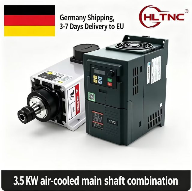HLTNC Spindelmotor 3,5 kW mit Frequenzumrichter, 24000 U/min, luftgekühlt, einphasig 220 V, zum Fräsen - Bild 1