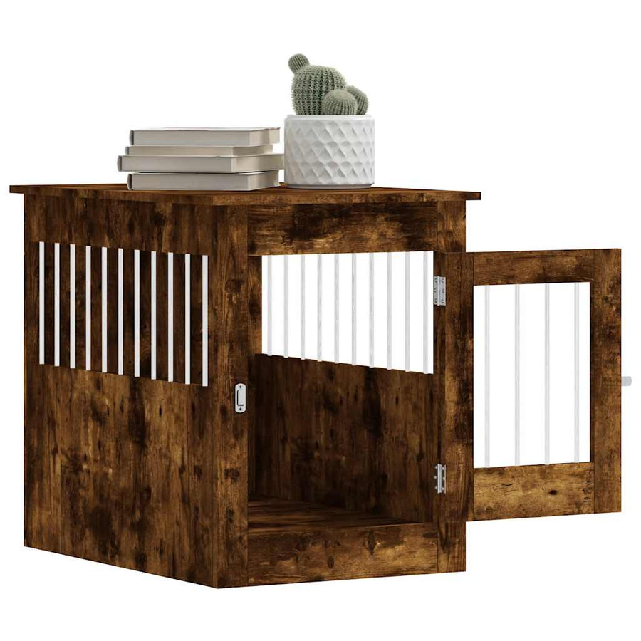 Vidaxl Hundezwinger aus Metall und Holz in Geräucherteiche Braun, B/T/H: 55 x 80 x 68 cm - Bild 4