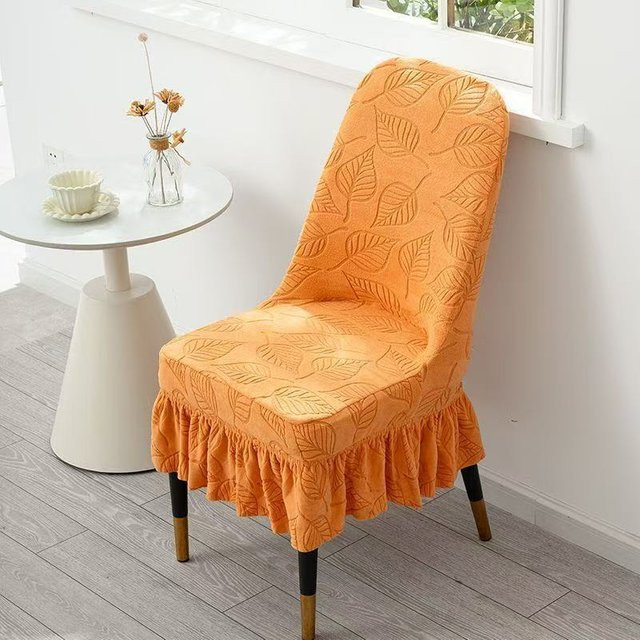 Yiran Furniture Elastischer Esszimmerstuhlbezug aus Vlies in Orange, Universal und Waschbar - Bild 1