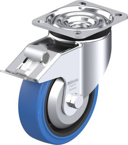 Blickle Lenkrolle LK-POEV 125KA-1-FI-SB-FA mit Feststeller, Rad-Durchmesser: 125 mm, Tragfähigkeit: 250 kg, Stahl und Kunststoff, mehrfarbig - Bild 1
