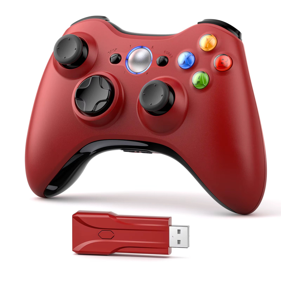 Bonacell Kabelloser Vibrations-Joystick für Xbox 360 und PC in Weiß und Rot - Bild 4