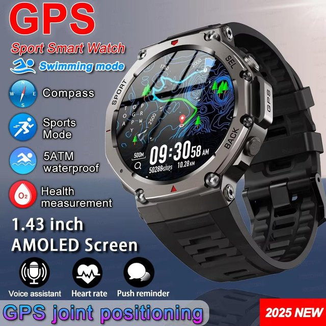 T-Rex 3 Ultra GPS Smartwatch in Schwarz mit Dualband GNSS, Kompass, 5 ATM Wasserdichtigkeit und Herzfrequenzmessung - Bild 1