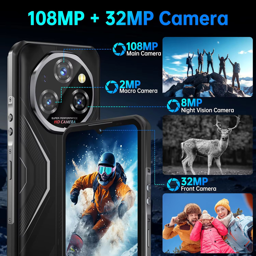 Oukitel WP55 5G Robustes Outdoor-Smartphone mit 256 GB Speicher, 11000mAh Akku, 6,6 Zoll FHD+ 120Hz Display und 108MP Kamera, Android 15, IP68 IP69K MIL-STD-810H wasserdicht und stoßfest - Bild 3