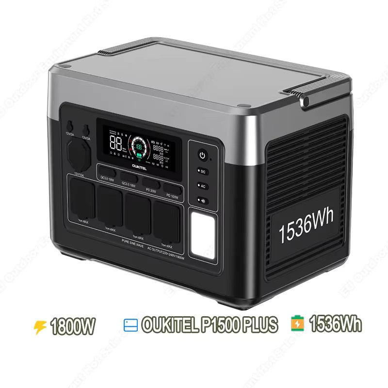 OUKITEL P1500 PLUS Tragbares Kraftwerk mit 1800 W Solargenerator und 1536 Wh LiFePO4-Batterie für Home Backup, Camping und Outdoor-Stromversorgung - Bild 4