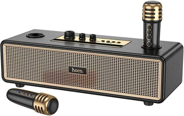 Hoco BS63 Bluetooth-Lautsprecher mit 2 kabellosen Mikrofonen in Schwarz