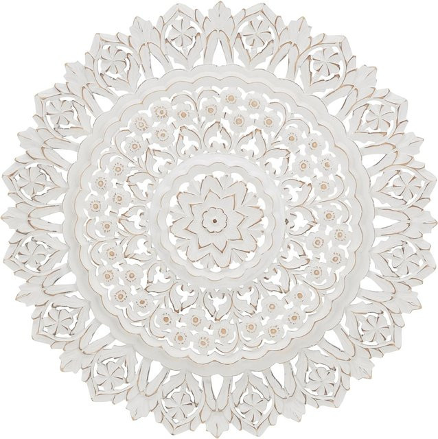 Mömax Wanddeko Mandala Floral in Weiß und Grau, Rund, Antik-Look - Bild 1