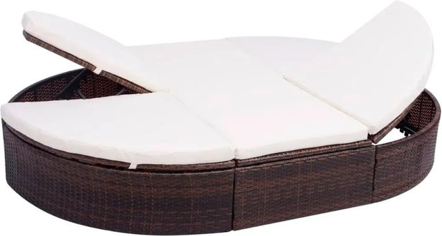 vidaXL Outdoor-Loungebett aus braunem PE-Rattan mit verstellbarer Kopfstütze und Kissen - Bild 1