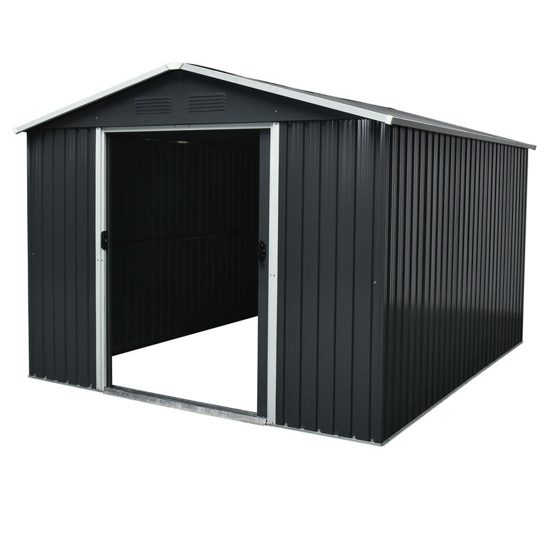 Pergart Gerätehaus Dresden II aus Metall in Grau mit Schiebetüren und Giebeldach, B/T/H: 301 x 238 x 214 cm - Bild 5