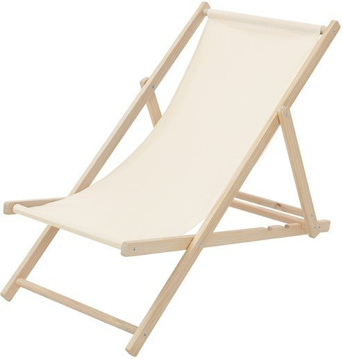 ECD Germany Liegestuhl aus Holz in Beige mit UV-beständigem Polyester Oxford-Gewebe klappbar - Bild 1