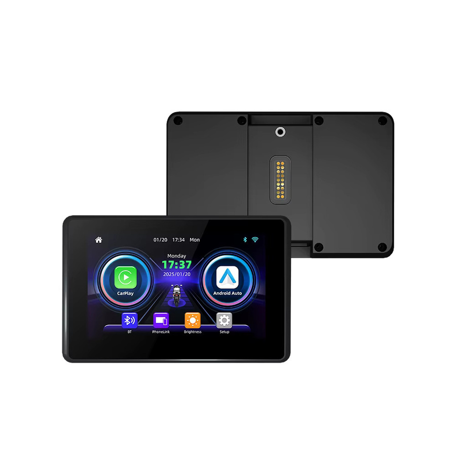 EKIY 5,0 Zoll Wireless CarPlay und Android Auto tragbarer Digital-Bildschirm für Motorrad-Dashboards mit GPS Navigation in Schwarz - Bild 4