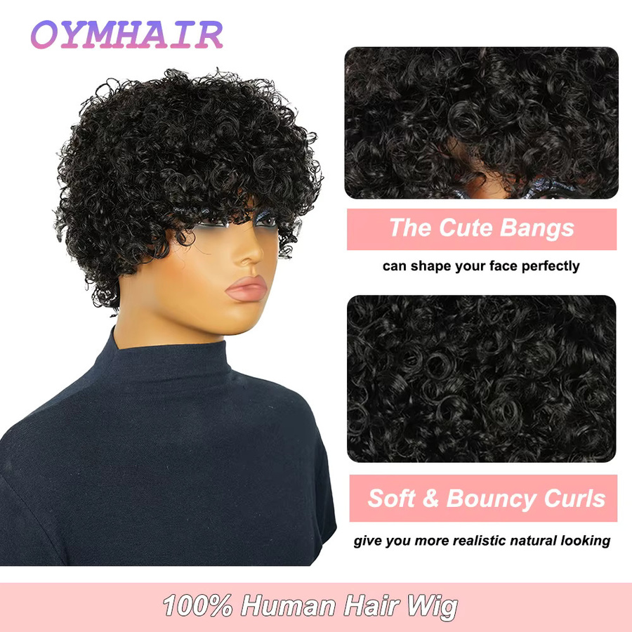 OYM HAIR Pixie-Schnitt Echthaar-Perücke, lockig, Damen - Bild 4