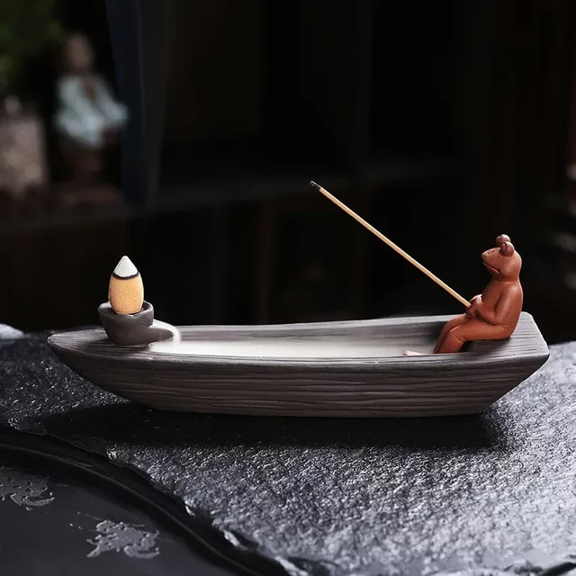 Handgefertigtes Räuchergefäß aus Keramik mit Frosch-Design von MINITAKING in Lila - Bild 1