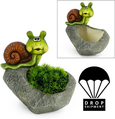 NOOR living Pflanzschale Schnecke aus Magnesia in Graugrün, Breite: 17 cm - Bild 1