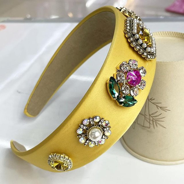 Haarband Rd lala, Barock Blume, Metall, Perle, Strass, Gelb, Damen - Bild 1