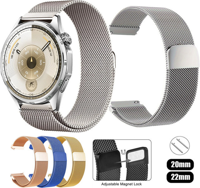 Uhrenarmband Milanaise, Edelstahl, Silber, 20 mm, 22 mm, Unisex - Bild 1