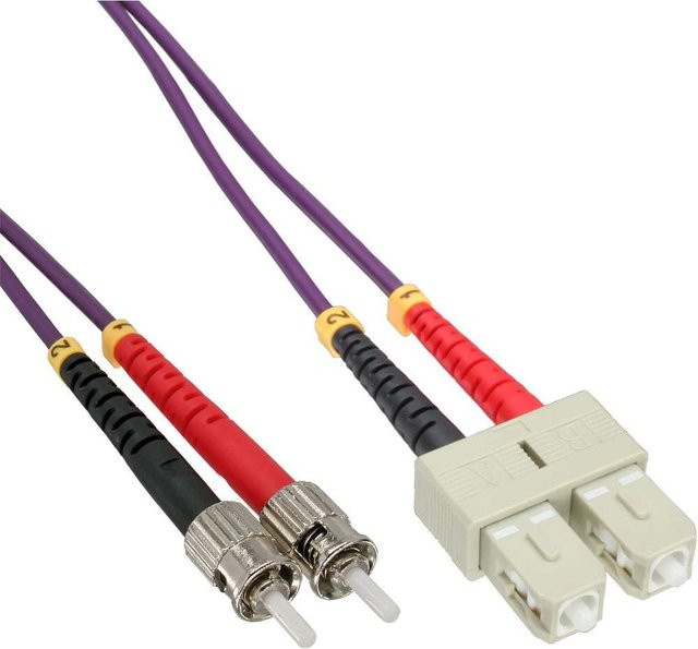 InLine OM4 Multi-Modus Glasfaserkabel Violett, Länge: 25 m, Steckertyp: 2x SC auf 2x ST, Männlich/männlich - Bild 1