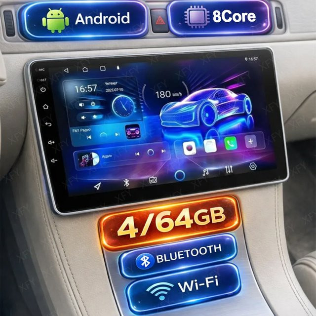 XFY Auto-Multimedia-Videoplayer mit GPS und 10 Zoll Display in Schwarz für Volkswagen Nissan Hyundai Kia Toyota - Bild 1