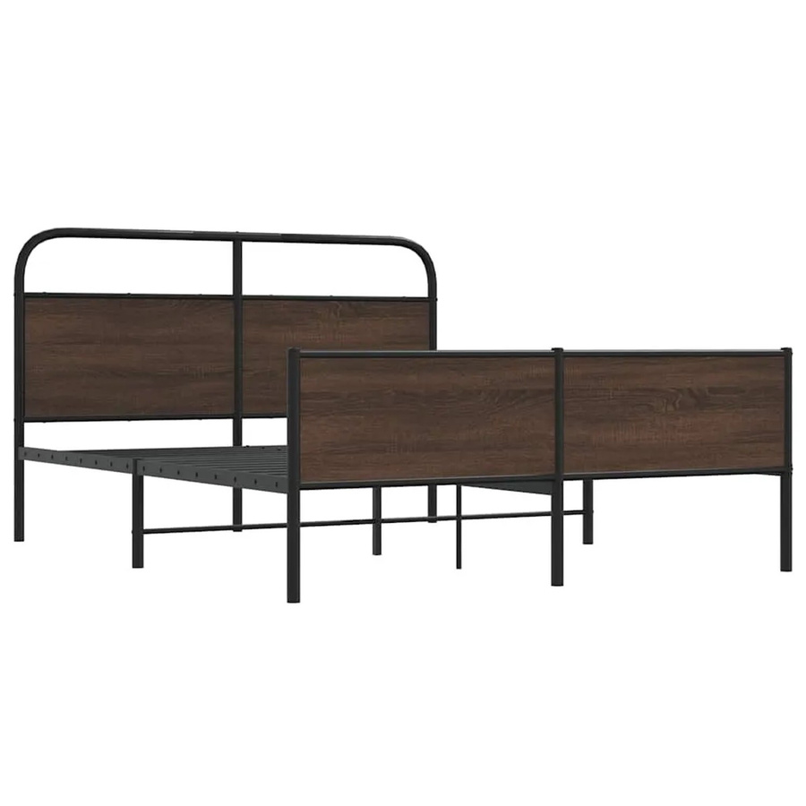 vidaXL Metallbett in Eiche Braun ohne Matratze B/T/H: 160 x 200 cm - Bild 2