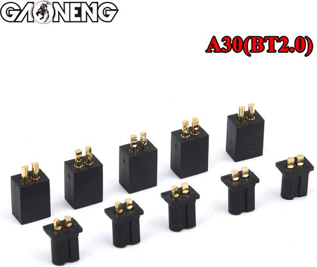 GNB BT2.0 Anschluss-Set mit männlichen und weiblichen Steckern in Schwarz für FPV 1S Whoop Drohnen DIY A30 Stecker - Bild 1