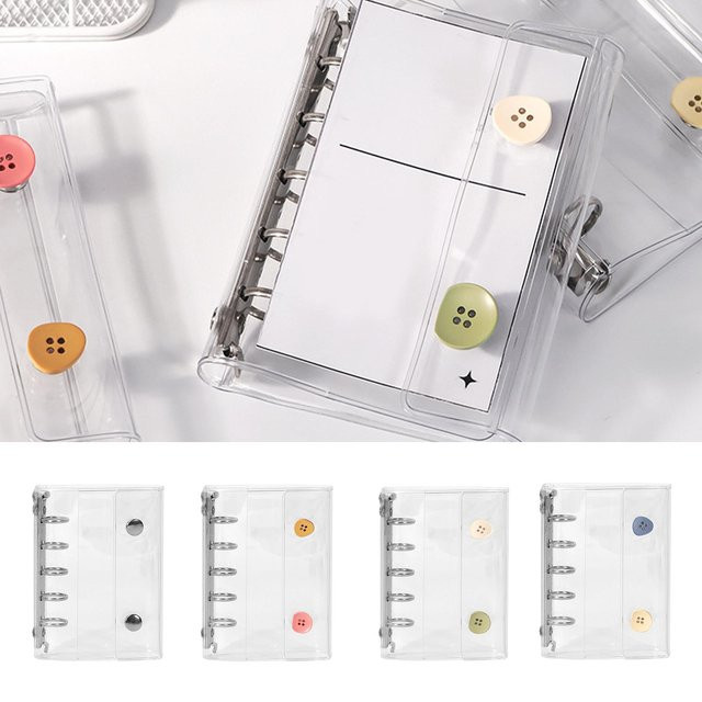 M5 Loseblatt-Tagebuch-Organizer aus transparentem PVC mit Doppelverschluss und 5-Ring-System in Silber - Bild 1