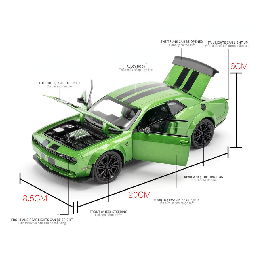 Platinum Challenger SRT Hellcat Demon Eyes Modellauto, 1:22, mit Licht und Sound, Rückziehfunktion - Bild 2