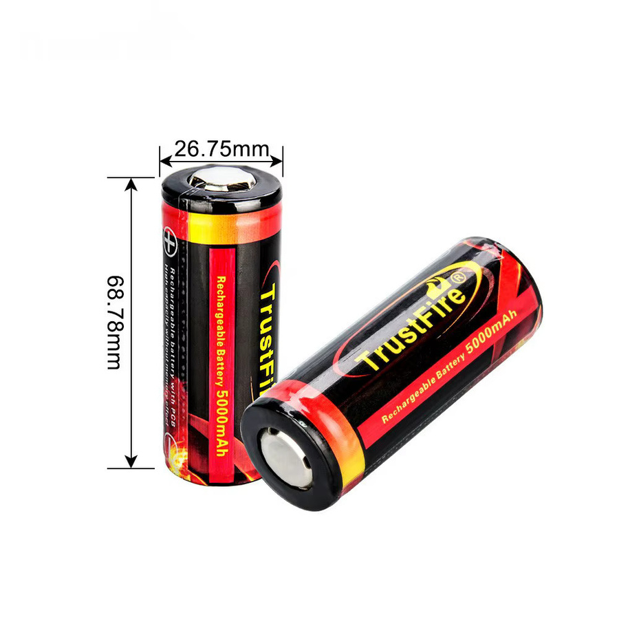 Trustfire 26650 Lithium-Ionen Akku wiederaufladbar 3,7V mit 5000mAh Kapazität für Taschenlampen - Bild 3