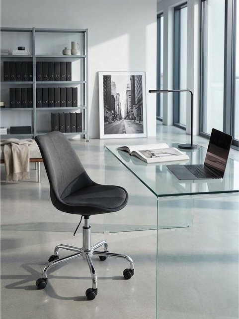 KADIMA DESIGN Schreibtischstuhl Modern in Schwarz aus Stoff, drehbar mit Rollen und Lehne, belastbar bis 110 kg - Bild 1