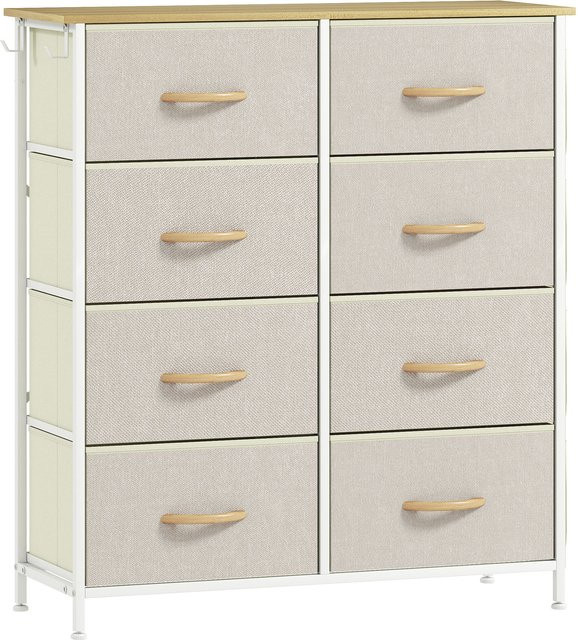 HOMCOM Kommode mit 8 Schubladen aus Vliesstoff und Stahlrahmen, Aufbewahrungsschrank mit Haken und Seitentaschen, Modernes Sideboard für Schlafzimmer und Wohnzimmer, Beige - Bild 1