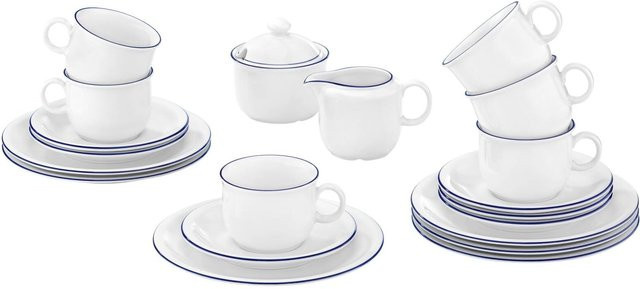 Seltmann Weiden Kaffeeservice Compact Blaurand aus Porzellan, 20er Set, Weiß-Blau - Bild 1