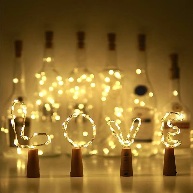LED-Lichterkette für Weinflaschen mit Korken für Weihnachtsbaum, Hochzeit und Party, transparent - Bild 3