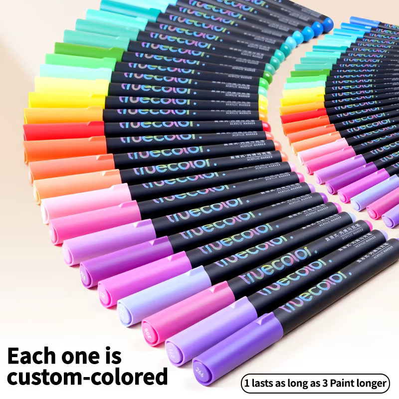 Truecolor Acrylmarker Set mit 12 Farben und weicher Spitze im PP-Etui für Stein, Holz, Glas und Leinwand - Bild 4