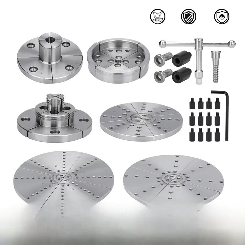 XCAN Holzdrehfutter selbstzentrierend 4-Backen-Drehfutter mit 3,75 Zoll Stufenrund-Flachbacken in Silber - Bild 7