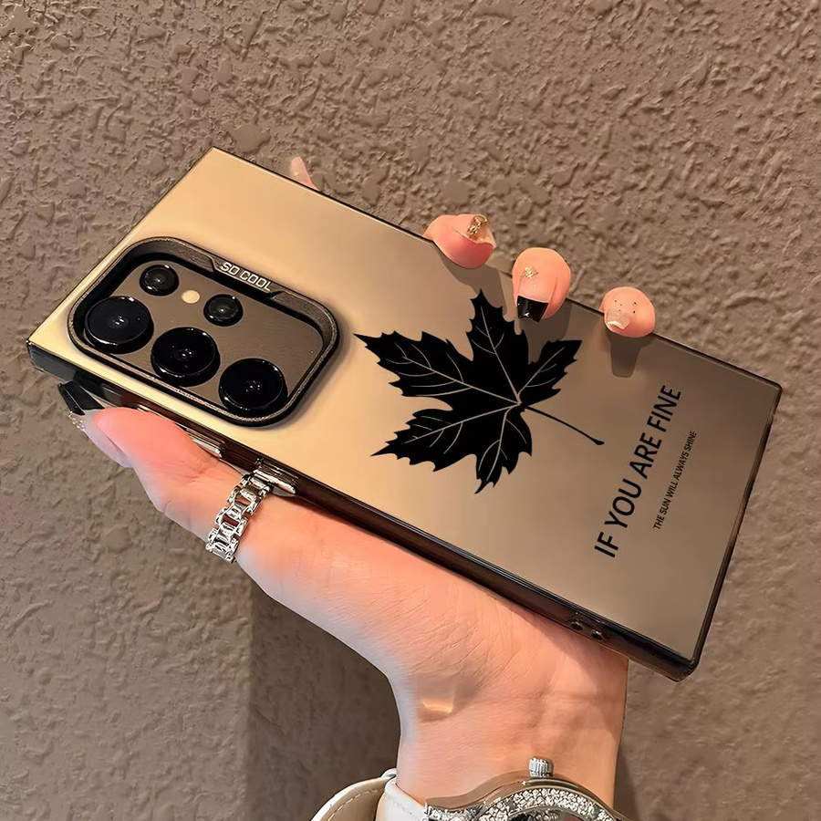Silberne Silikon Handyhülle mit Ahornblatt-Design für Samsung Galaxy S25 Edge S24 S23 S22 S21 S20 Ultra in Bunt - Bild 3