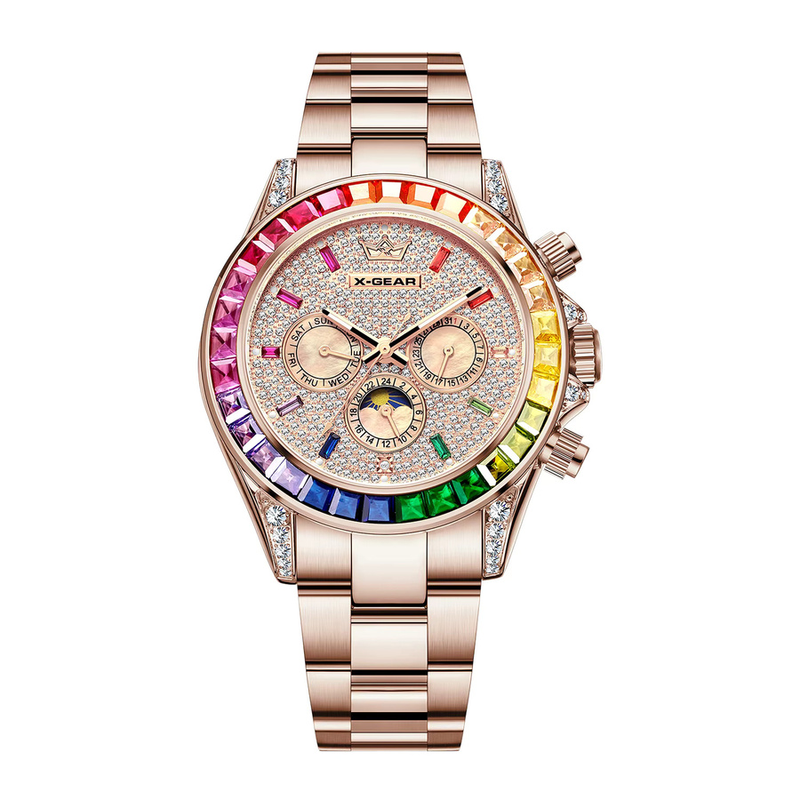 X-GEAR Armbanduhr Automatik, Edelstahl, Roségold, Diamant, Herren - Bild 5