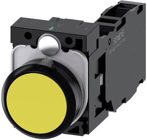 Siemens Drucktaster 3SU1100-0AB30-1FA0 mit rundem Kunststoff-Frontring in Schwarz und Gelb - Bild 1