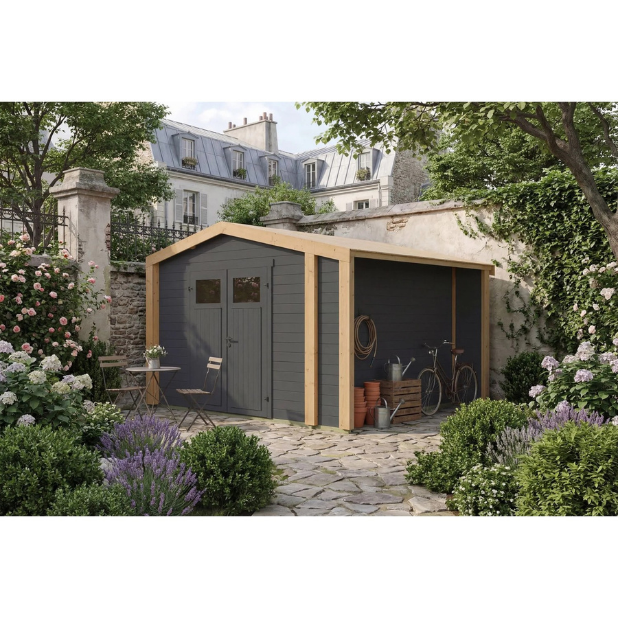 Weka Holz-Gartenhaus Killarney mit Satteldach in Anthrazit-Eiche, B: 361 cm, T: 313 cm, H: 246 cm - Bild 2