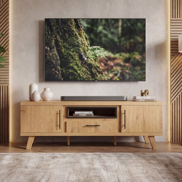 Finebuy Lowboard Fernsehschrank in Eiche Dekor mit Türen und Schublade, Braun, Breite: 150 cm - Bild 1