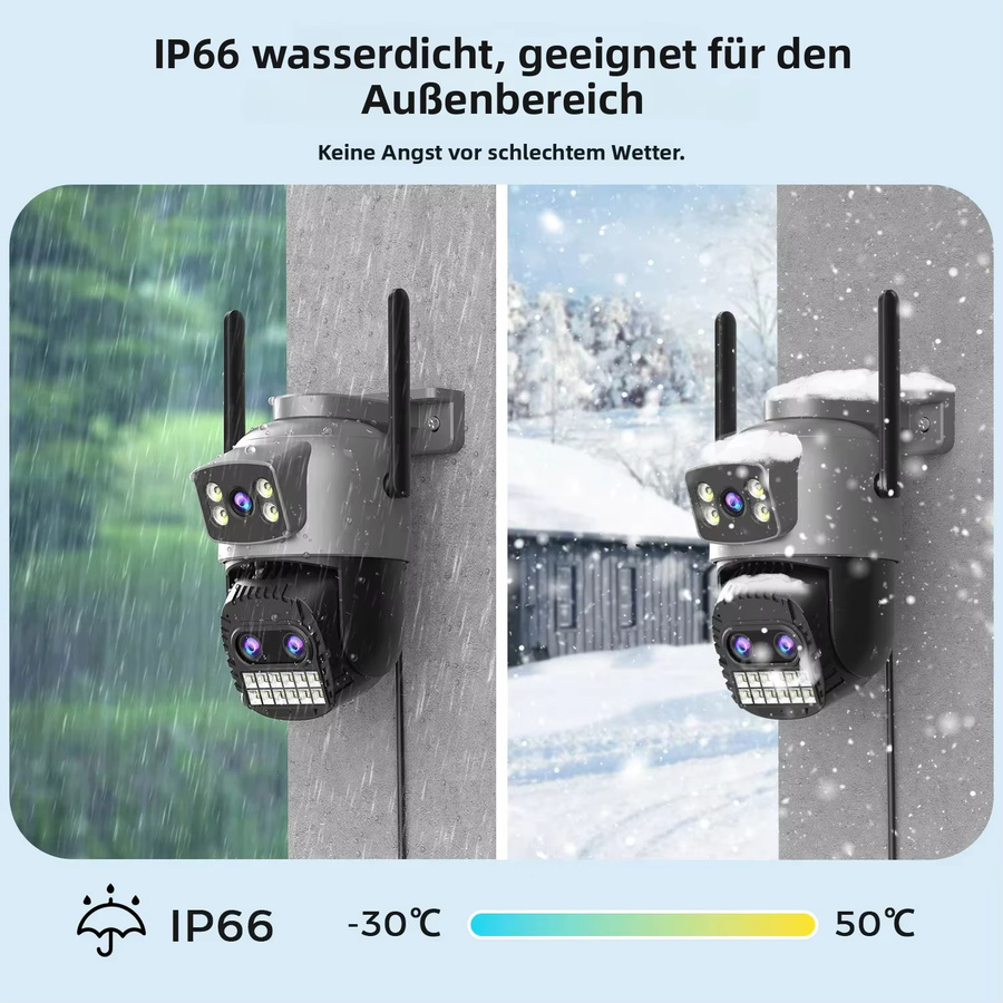 Abuntu 2er Set 8K WLAN-Sicherheitskamera mit 15MP, Dual-Band 2,4G/5G, 10-fach Zoom, Nachtsicht und Menschenerkennung, Schwarz - Bild 3