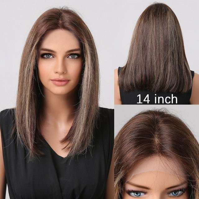 HAIRCUBE Echthaar-Perücke, Bob, Ombre-Braun, Damen - Bild 1