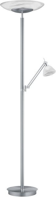 HELL Findus 60483 LED-Deckenfluter mit Leselicht in Nickel matt und Chrom, warmweiß (2700K), dimmbar und verstellbar - Bild 1