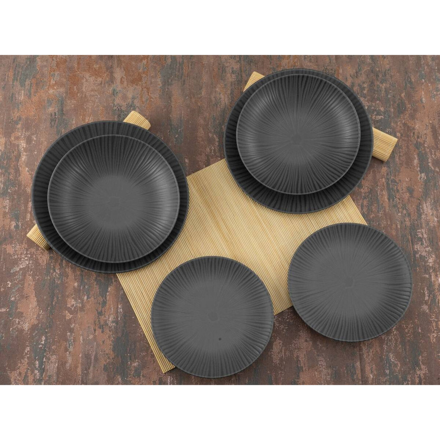 CreaTable Tafelservice Vesuvio aus Steinzeug, 12-teilig, Schwarz und Grau - Bild 7