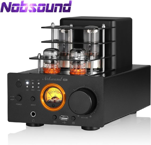 Nob sound A3 HiFi Bluetooth 5.0 Röhrenverstärker in Schwarz mit USB-C, optischem und digitalem Koax-Anschluss, Stereo-Leistungsverstärker 35W x 2 und Kopfhörerverstärker - Bild 1