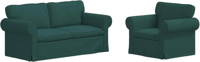 vidaXL Ecksofa 2-teilig Dunkelgrün mit Stoffbezug und Metallrahmen B/T/H: 175 x 82 x 80 cm - Bild 1