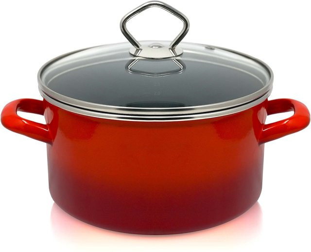 Karl Krüger Emaille Fleischtopf Rom mit Chromrand, Volumen: 3,0 l, Durchmesser: 20 cm - Bild 1