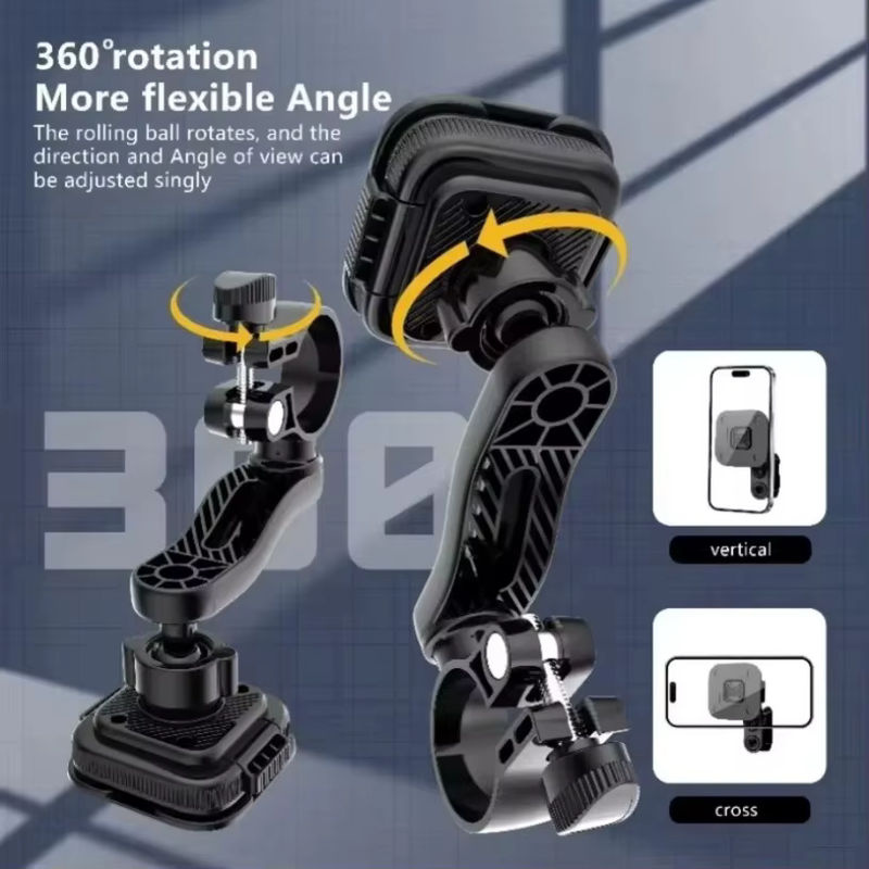 VIKEFON Magnetische Fahrrad Handyhalterung mit 360 Grad Rotation, abnehmbarer Lenkerhalterung für iPhone, Samsung und Xiaomi, Schwarz - Bild 3